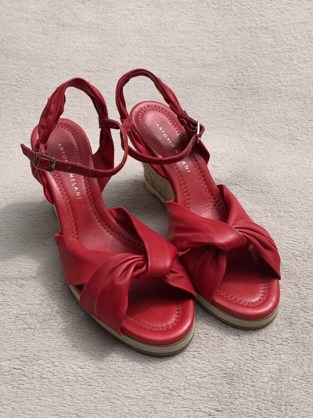 Antonio Melani Leather Espadrille Wedge Sandals Sz 8M